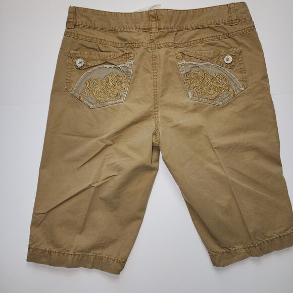 Mur Mur Women's Tan Embroidered Bermuda Shorts Size M - Picture 9 of 11